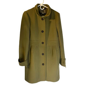 J Crew Womens Double Cloth Coletta Wool Coat Size 14 Green Office Feminine Retro